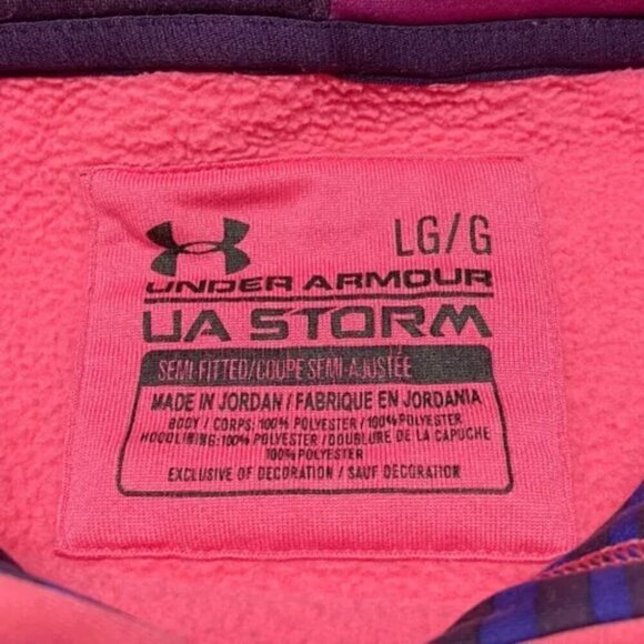 Under Armour Storm Hoodie Women's Large Pink Hooded Sweater Purple UA Logo - Picture 9 of 15